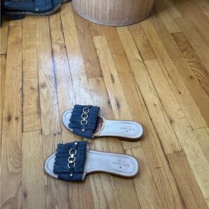 Kate Spade Denim Sandals with Gold Chain